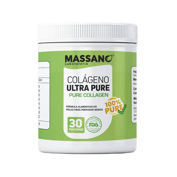 "Envase de Colágeno Ultra Pure 100% Puro en Polvo Laboratorio Massano 30 Porciones